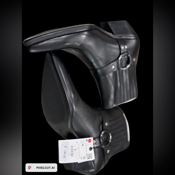 ZARA Cowboy Ankle Boots 100% Cow Leather - Picture 3 of 13